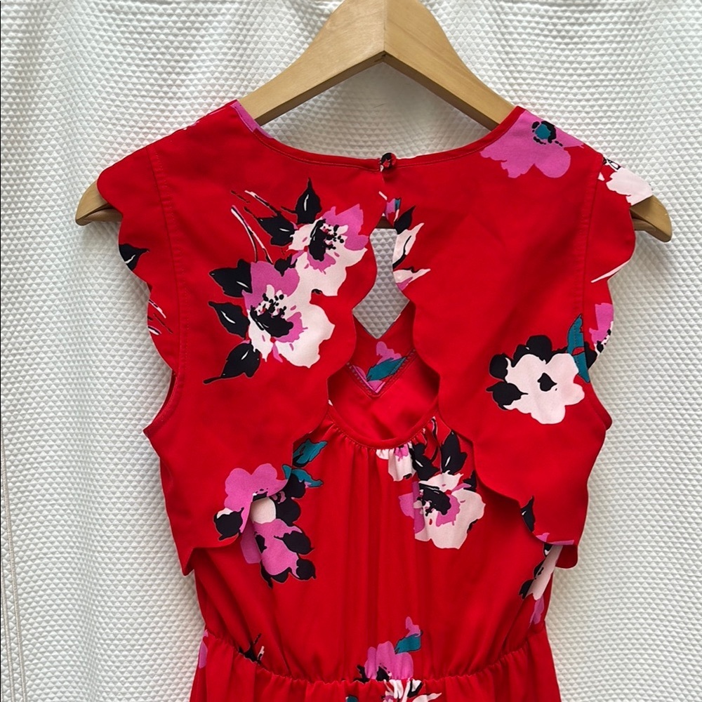 41 Hawthorn Red Floral Mini Sundress with Cap Sleeves - Picture 6 of 7